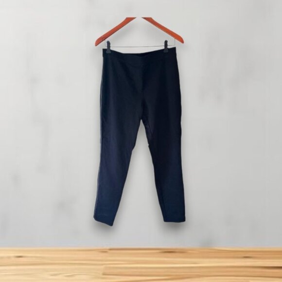 Max Studio Women Leggings Size L  with Faux Leather Tuxedo Strip - Picture 1 of 8
